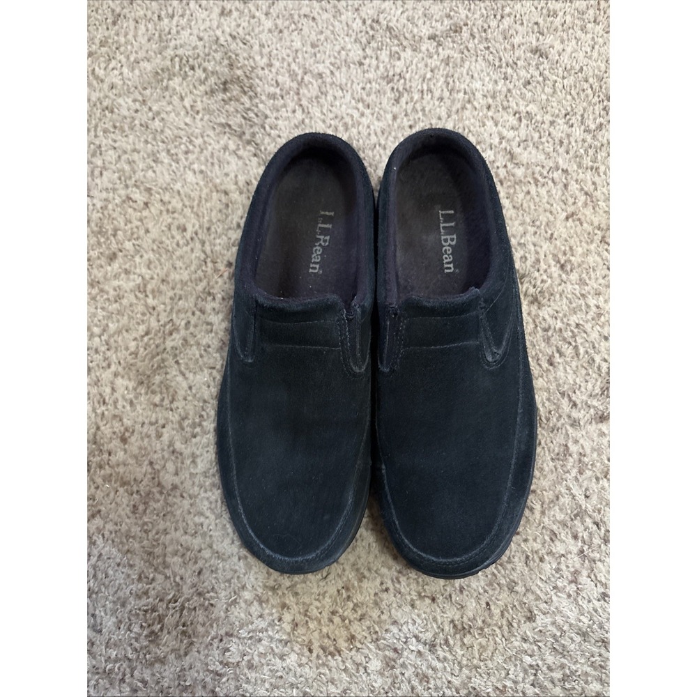 LL Bean Slip On Suede Clogs‎ Black Men's 10 M Comfort Casual